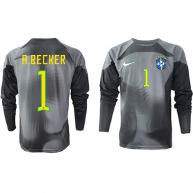 Camiseta de fútbol Brasil A.Becker 1 Portero 1ª equipación Copa Mundo 2022 Manga Larga